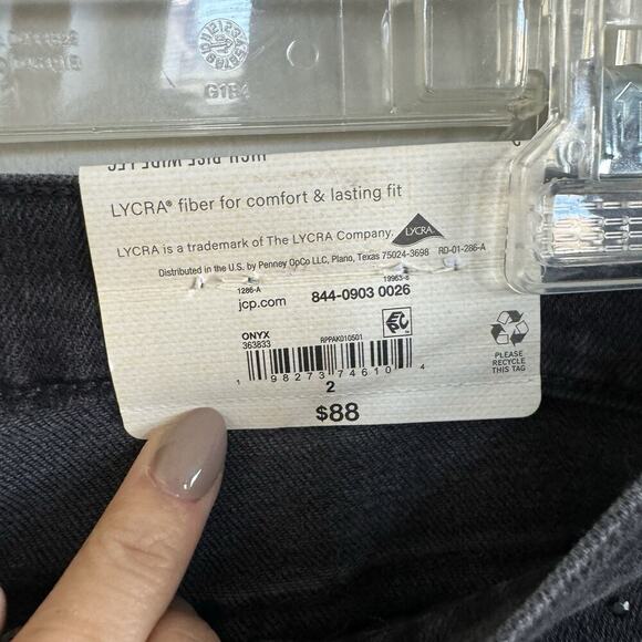 NWT a.n.a. Embellished High Rise Wide Leg Jeans Woman Sz 2 Black Onyx Rhinestone - Picture 7 of 8